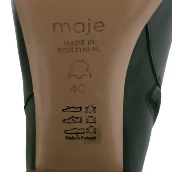 MAJE Fauve leather pointed pointy toe thigh over the knee black boots 40 9 NEW - Picture 8 of 10